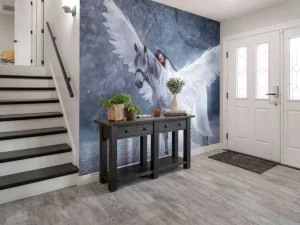 Best Witte eenhoorn in de winter fotobehang Tienerkamer | Kinderkamer