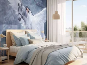 Best Witte eenhoorn in de winter fotobehang Tienerkamer | Kinderkamer