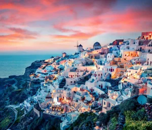 Best Witte huisjes op Santorini fotobehang Architectuur