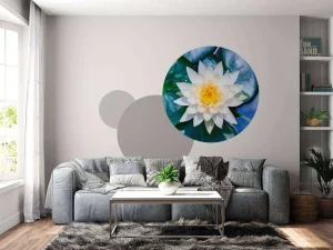 Discount Witte lotusbloem met gele kern fotobehang Bloemen