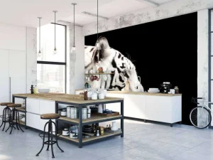 Fashion Witte tijger op zwarte achtergrond fotobehang Dieren