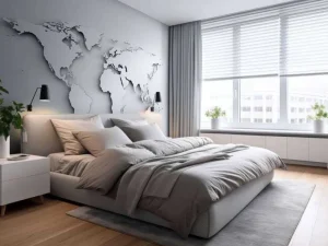 New Witte wereldkaart in 3D fotobehang Gang