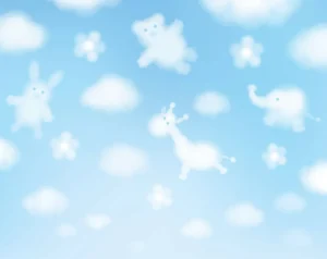 Clearance Wolken met kinderfiguurtjes fotobehang Babykamer