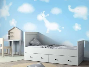 Clearance Wolken met kinderfiguurtjes fotobehang Babykamer