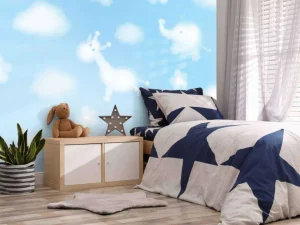 Clearance Wolken met kinderfiguurtjes fotobehang Babykamer
