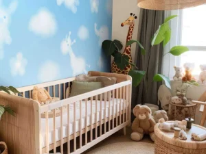 Clearance Wolken met kinderfiguurtjes fotobehang Babykamer