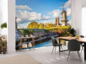 Outlet Woudrichem in de herfst fotobehang Steden | Architectuur