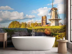 Outlet Woudrichem in de herfst fotobehang Steden | Architectuur