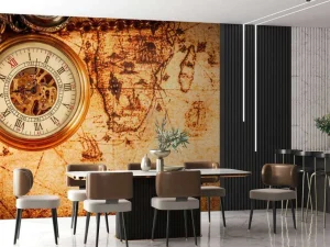 Best Zakhorloge op een wereldkaart fotobehang Gang