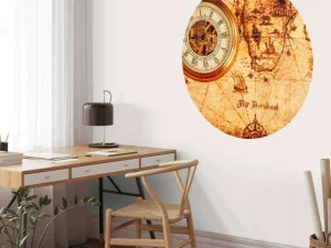 Best Zakhorloge op een wereldkaart fotobehang Gang