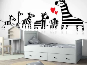 Clearance Zebra moeder met haar kinderen fotobehang Babykamer