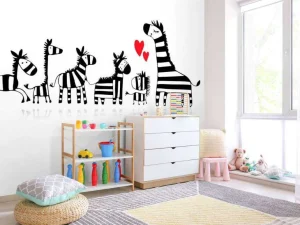 Clearance Zebra moeder met haar kinderen fotobehang Babykamer
