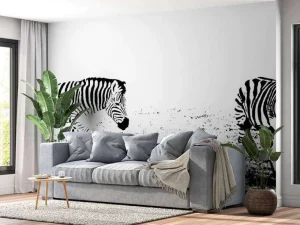 Outlet Zebra's in de weide design fotobehang Dieren