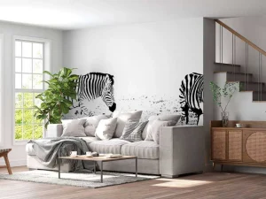 Outlet Zebra's in de weide design fotobehang Dieren