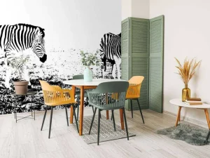 Outlet Zebra's in de weide design fotobehang Dieren