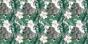 Clearance Zebra's tussen de palmbladeren Kinderkamer