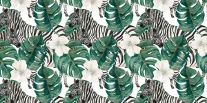 Clearance Zebra's tussen de palmbladeren Kinderkamer