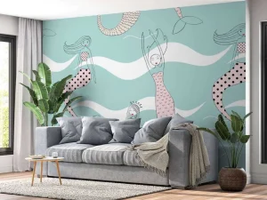 Outlet Zeemeerminnen print fotobehang Kinderkamer