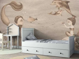 Fashion Zeemeerminnen wereld in taupe Kinderkamer | Dieren