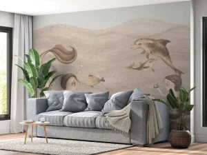 Fashion Zeemeerminnen wereld in taupe Kinderkamer | Dieren