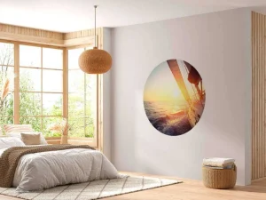Online Zeilboot bij zonsondergang fotobehang Transport