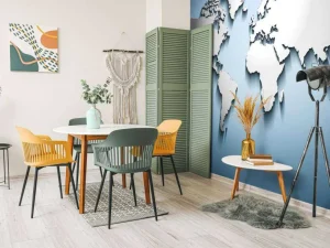 Discount Zilveren wereldkaart in 3D fotobehang Gang