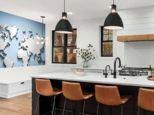 Discount Zilveren wereldkaart in 3D fotobehang Gang