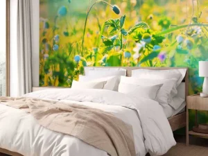 Hot Zomer in een weiland fotobehang Bloemen