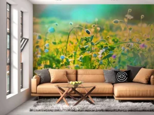 Hot Zomer in een weiland fotobehang Bloemen
