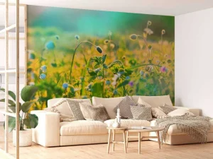 Hot Zomer in een weiland fotobehang Bloemen