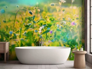 Hot Zomer in een weiland fotobehang Bloemen