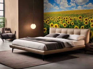 Sale Zonnebloemveld onder een heldere lucht fotobehang Bloemen