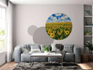 Sale Zonnebloemveld onder een heldere lucht fotobehang Bloemen