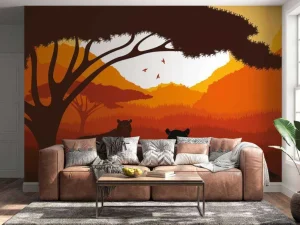 Online Zonsondergang in Afrika fotobehang Kinderkamer | Hobbykamer