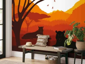Online Zonsondergang in Afrika fotobehang Kinderkamer | Hobbykamer