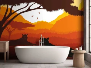 Online Zonsondergang in Afrika fotobehang Kinderkamer | Hobbykamer