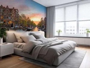 Outlet Zonsondergang in Amsterdam fotobehang Steden | Architectuur