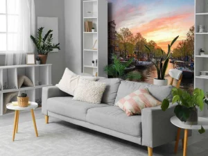 Outlet Zonsondergang in Amsterdam fotobehang Steden | Architectuur