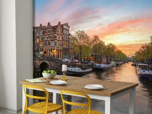 Outlet Zonsondergang in Amsterdam fotobehang Steden | Architectuur