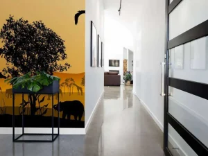 New Zonsondergang in een Afrikaans veld fotobehang Dieren