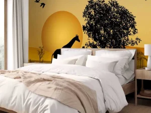 New Zonsondergang in een Afrikaans veld fotobehang Dieren