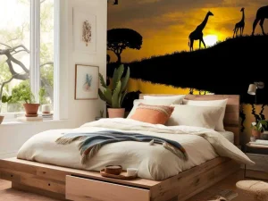 Outlet Zonsondergang in een tropisch gebied fotobehang Dieren