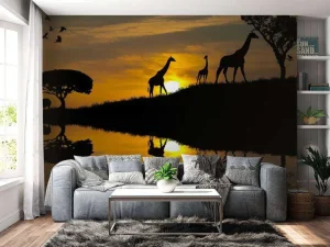 Outlet Zonsondergang in een tropisch gebied fotobehang Dieren