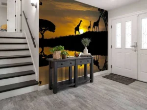 Outlet Zonsondergang in een tropisch gebied fotobehang Dieren