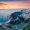 Best Zonsondergang op Santorini fotobehang Architectuur