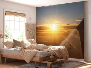 Fashion Zonsondergang vanuit een vliegtuigraam fotobehang Transport