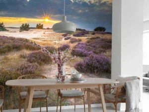 Best Zonsopkomst op de Veluwe fotobehang Bloemen