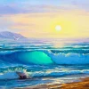 Best Zonsopkomst op zee schilderij fotobehang Kunst & Design