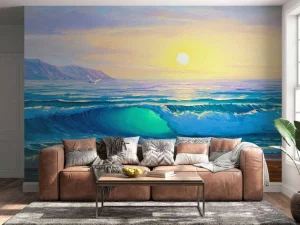 Best Zonsopkomst op zee schilderij fotobehang Kunst & Design