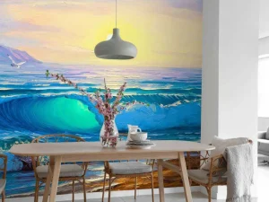 Best Zonsopkomst op zee schilderij fotobehang Kunst & Design